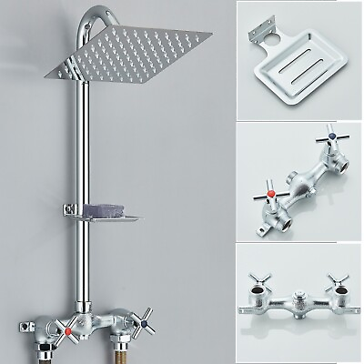 #ad Chrome Exposed Shower Fixtures Outdoor Shower Faucet System 6quot; Rain Shower Head $55.00