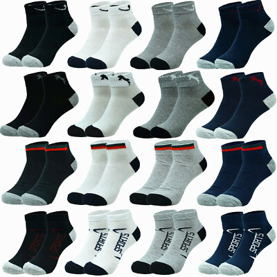 #ad Mens 3 12 Pairs Cotton Sports Comfort Ankle Quarter Crew Low Cut Socks Size 9 13 $5.88