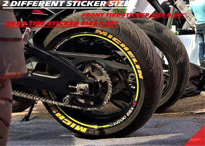#ad Tire Lettering MICHELIN MOTORCYCLE Permanent Sticker Front0.50quot; and Rear1.25quot;SET $58.49
