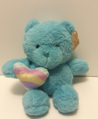 #ad Animal Adventure Blue Teddy Bear Rainbow Heart 12quot; Plush Stuffed Animal $16.95