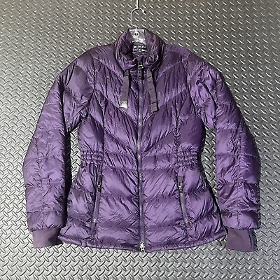 #ad Athleta Woman’s Eggplant Purple Goose Down Elastic Waist Puffer Jacket Size M $29.99