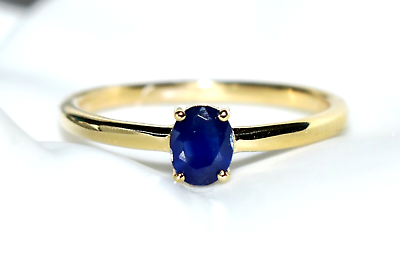 #ad SAPPHIRE GOLD RING 9CT GOLD NATURAL BLUE SAPPHIRE OVAL SOLITAIRE BAND RING N 7 GBP 118.99