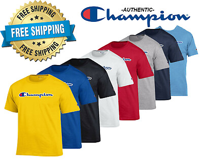Champion Mens Classic Jersey Script Logo T Shirt Brand New S 3XL $19.98