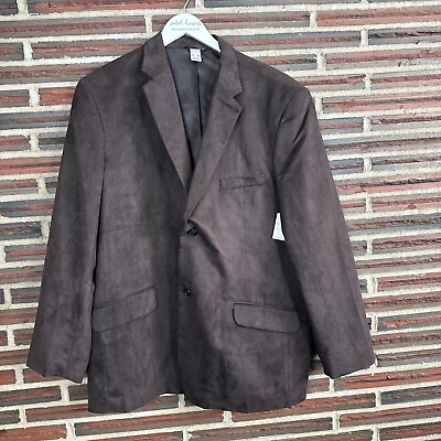 #ad NWT Brown Suede Blazer Suit Jacket Two Button Solid Long Sleeve Business Casual $29.99