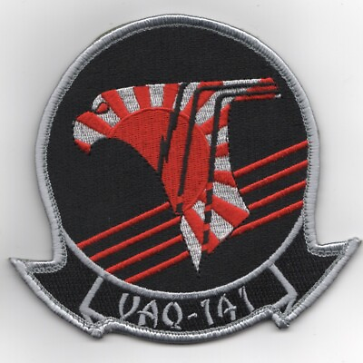 #ad 4.5quot; NAVY VAQ 141 SQUADRON SHADOWHAWKS RED WHITE MASCOT EMBROIDERED JACKET PATCH $34.99