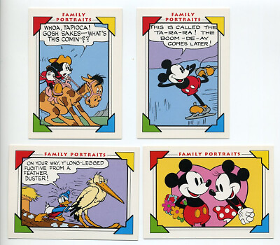 #ad 4 Disney Impel 1991 Cards Pluto Goofy Donald #127 154 156 170 Family Portraits $4.99