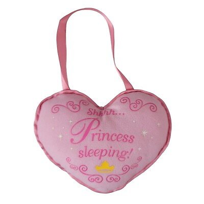 #ad Shhh...Princess Sleeping Door Hanger Plush Pink 5.5quot; Heart Pink Ribbon Crown $13.50