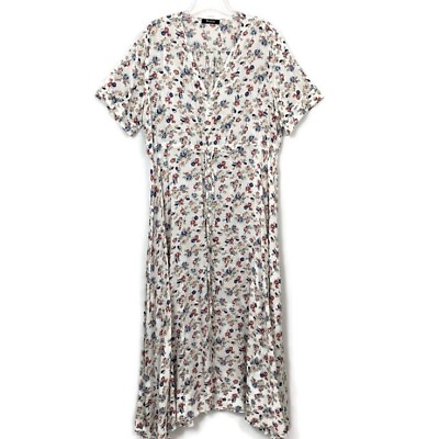 #ad Wantdo women’s Large floral button front Long maxi dress short sleeves v neck $30.99