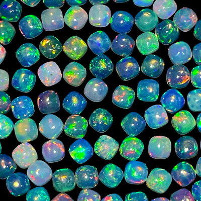 #ad #ad 10 Pcs Natural Ethiopian Opal 4mm Cushion Flashy Untreated Loose Gemstones Lot $14.00