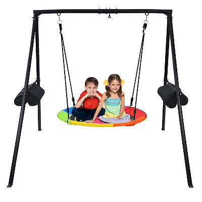 #ad 440lb Metal Swing Set Backyard Heavy Duty A Frame Kids Playset Weather Resistant $143.90