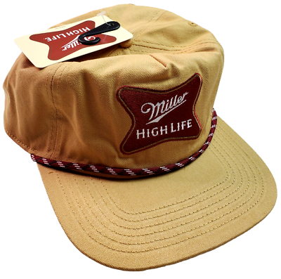 #ad Miller High Life Hat Cap Trucker Rope Vintage Style Snapback Baseball Tan New $24.36