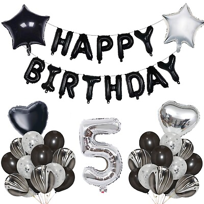 #ad Happy Birthday Foil Balloons 16th 18th 30th 40th Black Theme Quality Party Decor GBP 2.99
