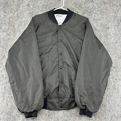 #ad VINTAGE Hartwell Jacket Mens XL Gray T Snap Fleece Lined Windbreaker USA 90s $4.99