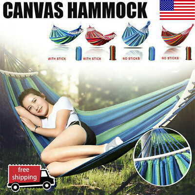 #ad 2 Person 600 LB Capacity Hammock with Premium Canvas Portable Camping Outdoor US $21.99