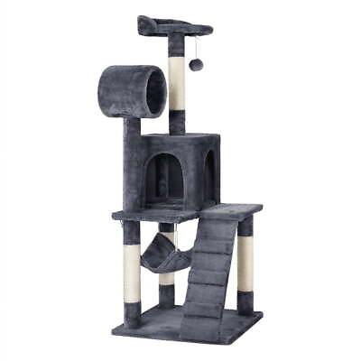 #ad Cat Tree with Hammock and Scratching Post Tower Dark Gray $34.40