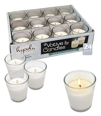 #ad Hyoola White Votive Candles in Glass Pack of 24 12 Hour Burn Time Unsce... $25.41