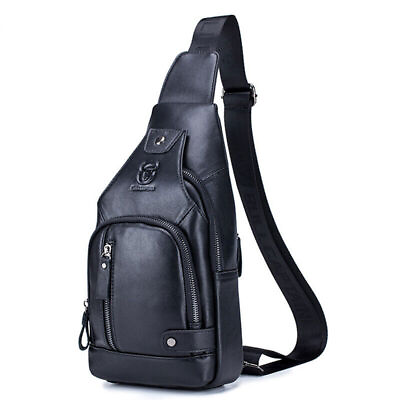 #ad Sling Backpack Mens Chest bag Crossbody Bag Shoulder Bag 100% Genuine Leather UU $37.89
