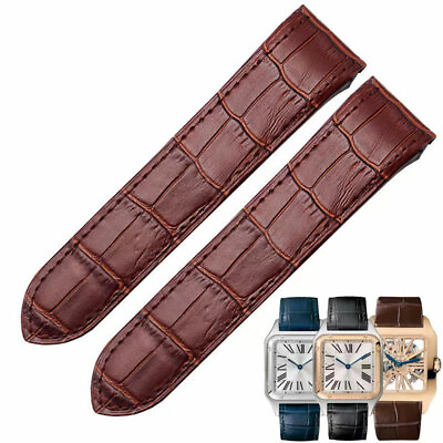 #ad 23MM Leather STRAP DIVER WATCH BAND FOR CARTIER SANTOS 100XL EXTRA LARGE Brown $24.73