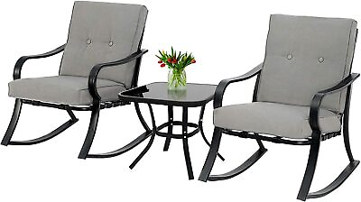 #ad Patio Bistro Set Outdoor Rocking Chairs Set Porch Patio Chairs $84.87