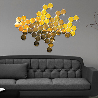 #ad #ad 5 1Pcs Wall Stickers 3D Mirror Hexagon Vinyl Removable Decal Home Decor Art DIY C $3.29