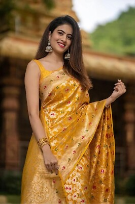 #ad Saree Indian Wedding Party Wear Pakistani Designer Banarasi Soft Silk Sari $35.99