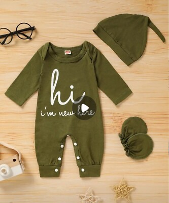 #ad 3 piece Newborn Infant long Sleeve Crew New Jumpsuit for baby boys and girls $16.99