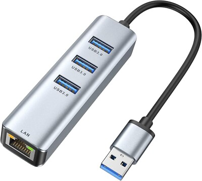 #ad USB 3.0 to Ethernet Adapter 3 Port USB 3.0 Hub with RJ45 Gigabit Ethernet Adapte $11.99