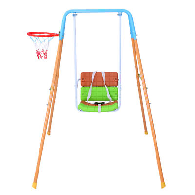 CLARFEY Toddler Swing Set Playset Fun Play Chair Basketball Hoop Kids Playground $62.99