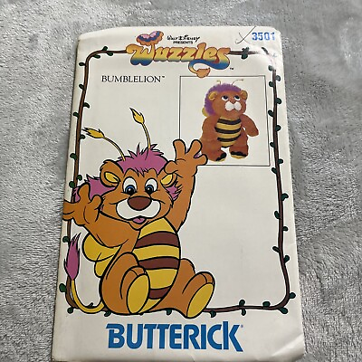 #ad VTG 1985 Butterick 3501 Disney Wuzzles BUMBLELION 10quot; Stuffed Toy Pattern UC $10.95