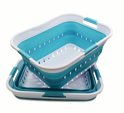 #ad 42L 11 gallon Collapsible Plastic Laundry Basket Foldable Pop Up Storage ... $66.35