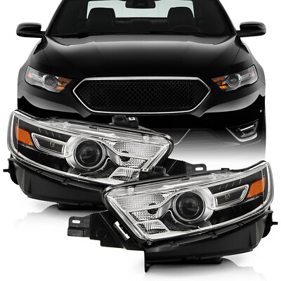 #ad Pair Black Factory Style Halogen Projector Headlights For 2013 2019 Ford Taurus $449.99