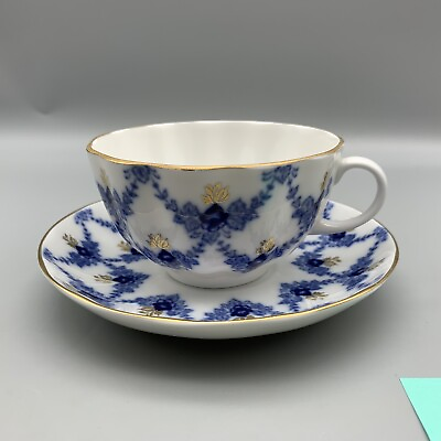 #ad Lomonosov Porcelain Evening Time Tea Cup amp; Saucer Set White Blue Hand Painted C $39.99