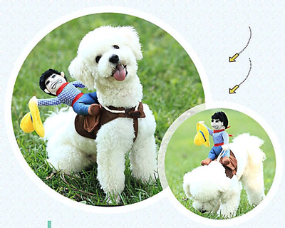 #ad Riding Cowboy Funny Novelty Halloween Dog Costume For Small Dogs gag gift cute $27.30