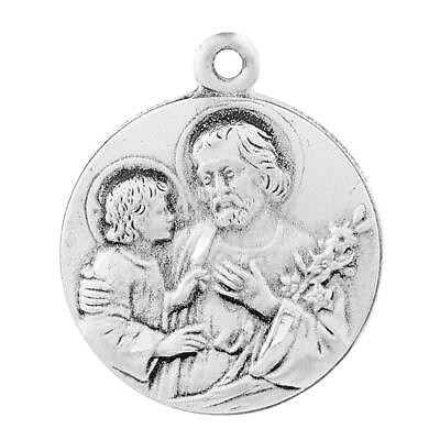 #ad St Joseph amp Child Medal Size .75 in Dia and 18in Chain Catholic Religious Gift $75.88
