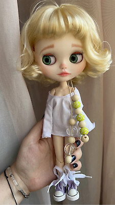 #ad Blythe doll quot;12 blonde curly hair glossy face nude jointed body $45.11