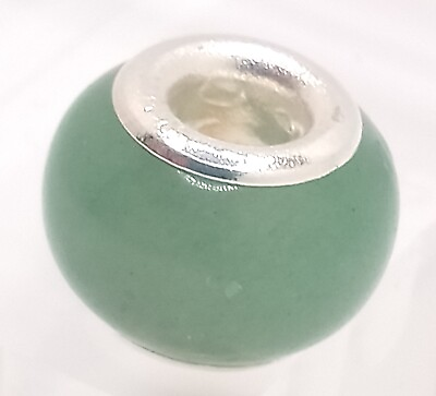 #ad Beau Bijoux Green Adventurine Bead 925 Sterling Silver Charm $15.50