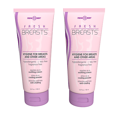 #ad Fresh Breasts 3.4 oz Tube 2 PACK NEW Anti Chafing Lotion Powder Deodorant $20.99