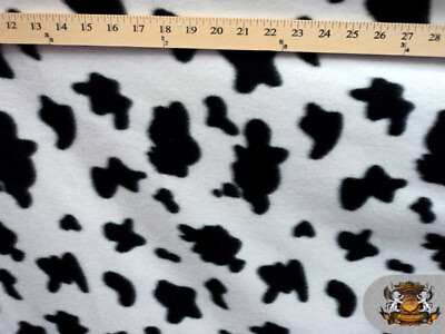 #ad Fleece Printed Fabric Animal Print COW PRINT Black amp; White 58quot; Wide Sold BTY $4.39