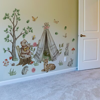 #ad Woodland Animal Wall Decals Nursery Removable Vinyl Wall Decal Kidsroom Decor $22.98