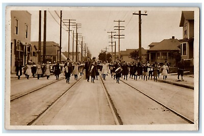 #ad c1910#x27;s Childrens Marching Band Drummer RPPC Photo Unposted Antique Postcard $19.97