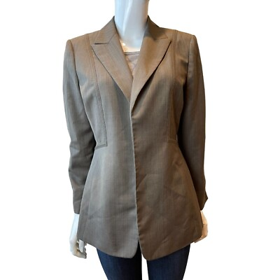 #ad Kasper Womens Office Suit Jacket Open Front S4310592 Long Sleeve Clay Gray 10P $30.00