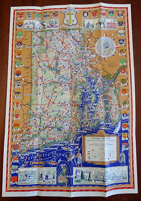 Rhode Island Cartoon Pictorial Map 1939 Booth travel Tourist Brochure World Fair $156.00