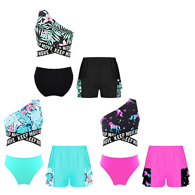 #ad Kids Girl#x27;s Bathing Suit Running Swimsuit Pool Vest With Shorts Briefs Diving $16.83