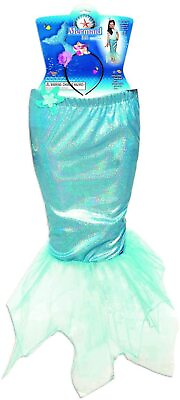 #ad Mermaid Fantasy Dress Up Kit Blue Tail Skirt Headband Girls Costume Accessory $9.95