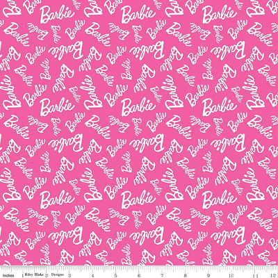 #ad Barbie™ Girl Toss Hot Pink Cotton Fabric $13.49