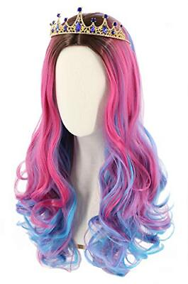 #ad Kids Child Girls Wig Long Wavy Pink Mixed Blue Halloween Costume Party Wig Bl... $24.11