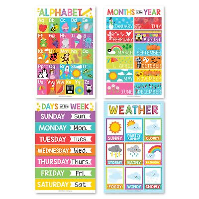 #ad 4 Alphabet Months of the Year Weather Days of The Week Calendar ABC Poste... $36.09