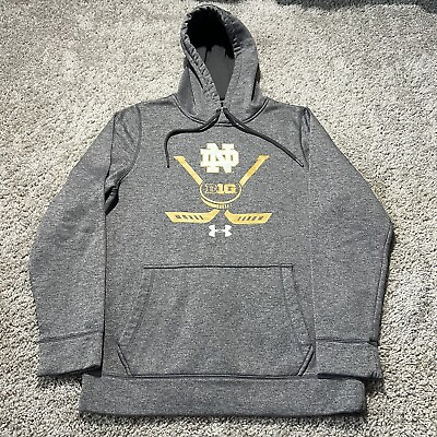 #ad Notre Dame Hockey Under Armour Storm Logo Drawstring Hoodie Small Gray $16.95