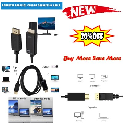 #ad NEW Display Port DP to HDMI Displayport to HDMI Cable Adapter $3.75