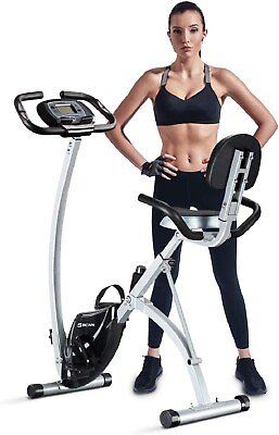 #ad Folding Stationary Upright Indoor Cycling Exercise Bike with LCD Monitor $96.99